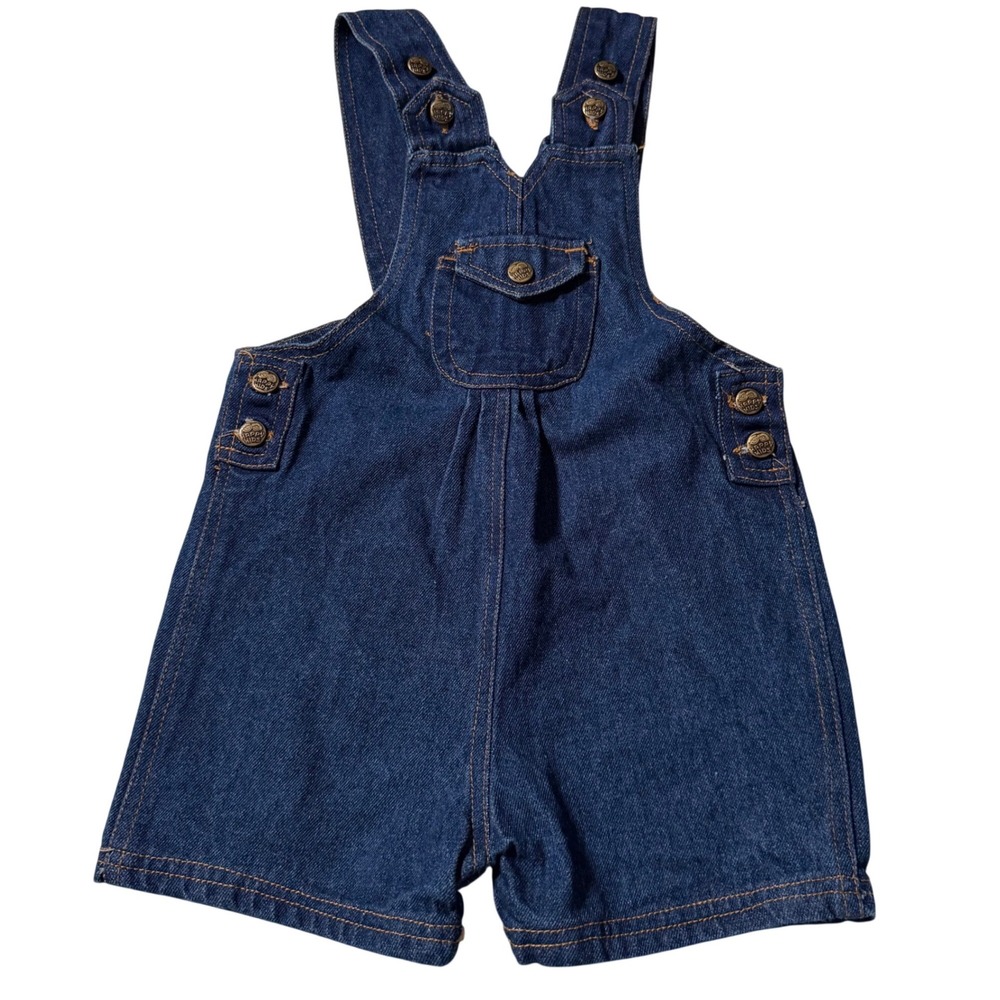 Vintage 90s Happy Kids Denim Jean cotton Shortalls Overalls 3T girl boy unisex